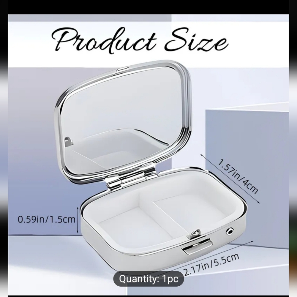 🆕️💊☠️SUGAR SKULL PORTABLE METAL PILL BOX ORGANIZER WITH MIRROR☠️💊 - Picture 6 of 13